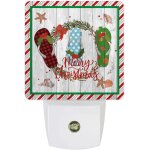 Lumi�re de sommeil joyeux xmas, pantoufles d'�toile de mer a rayures rouges, veilleuses lumineuses pour ...