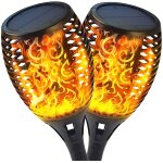 Lumi�res flamme solaire exterieure - 2 pack etanche lampe torche solaire, jardin, patio, chemins, pelouse ...