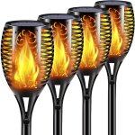 Lumi�res flamme solaire exterieure - 4 pack etanche lampe torche solaire, jardin, patio, chemins, pelouse ...