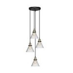Luminaire suspension 4 lampes en m�tal et verre h 80 cm