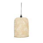 Luminaire suspension en bambou et m�tal d 28 x h 36 cm