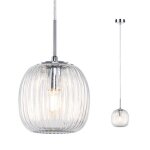 Luminaire en suspension led ruya e14 max. 20w verre, chrome