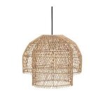 Luminaire suspension en rotin et m�tal d 38 cm