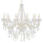 Lustre el�gant avec perles design antique 80 x 75 cm ambiance cosy en m�tal blanc helloshop26 02 0046414 ...