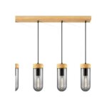 Lustre moderne home sweet home capri : elégance noire, verre fumé & bois, 4 ampoules led e27, hauteur ... Lustre moderne home sweet home capri : elégance noire, verre fumé & bois, 4 ampoules led e27, hauteur ...