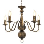 Lustre noir antique 50 x 45 cm 5 ampoules eclairage d�coratif classique salon en m�tal noir helloshop26 ...
