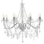 Lustre avec perles de cristal el�gant antique 80 x 75 cm ambiance cosy en m�tal argent� helloshop26 02 ...