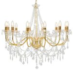 Lustre avec perles design antique 80 x 75 cm effet lumineux el�gant en m�tal dor� helloshop26 02 0046417 ...