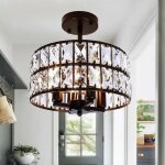 Lustre de plafond 4 points en cristal m�tal noir semi - plafonnier industriel chic 29 x 32 x 12 cm douille ...