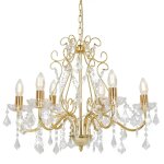 Lustre rond design moderne 60 x 44 cm avec 6 douilles e14 ambiance lumineuse en m�tal dor� helloshop26 ...