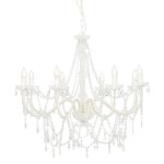 Lustre suspendu 80 x 75 cm avec perles cristal ambiance contemporaine el�gant en m�tal blanc helloshop26 ...