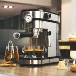 Machine a caf� expresso de 1, 2l 1350w gris noir