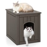 Maison pour chat d'int�rieur ext�rieur costway, porte d'entr�e basculante, plancher sur�lev�, abri imperm�able ...
