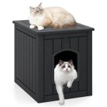 Maison pour chat d'int�rieur ext�rieur costway, porte d'entr�e basculante, plancher sur�lev�, abri imperm�able ...