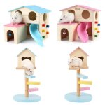 Maison de hamster pour l'exercice, echelle coulissante, escalier, cabane en bois, jouet pour animaux ...