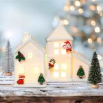 Maison de no�l en c�ramique led 12x10x7, 5 cm d�co hivernale blanche ajour�e pour int�rieur, chemin�e, ...