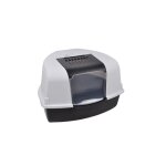 Maison de toilette d'angle pour chat - gris - l 58 x l 47 x h 38 cm