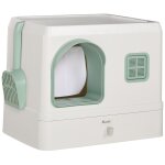 Maison de toilette chat design maisonnette - pelle, 2 d�sodorisants, plateau coulissant int�gr�s - blanc ...