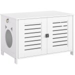 Maison de toilette pour chat, meuble pour animaux persiennes, niche pour chats avec entr�e sur le c�t�, ...