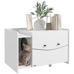 Maison de toilette pour chat - meuble cache liti�re - compartiment coulissant, a�rations, tapis de fuite ...