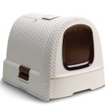 Maison de toilette ferme pour les chats curver plastic d blanc