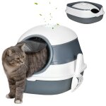 Maison de toilette pliable - bac a liti�re chat avec porte battante, pelle et filtre inclus - abs pp ...