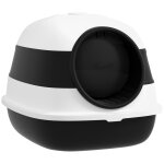 Maison de toilette pliable - bac a litire chat avec porte battante, pelle et filtre inclus - abs pp ...