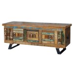 Malle exclusive en bois recycl� multicolore