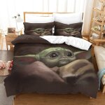 Mandalorian&yoda parure de lit imprim��e en d pi��ces, housse de couette en polycoton douce et confortable, ...