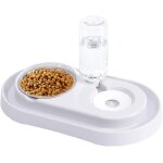 Mangeoire automatique double pour chien, gamelle double amovible en acier inoxydable, mangeoire automatique ...