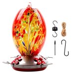 Mangeoire color�e en verre souffl� a la main pour oiseaux, bol d'alimentation en eau pour la cour, accessoires ...
