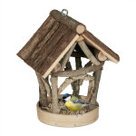 Mangeoire a oiseaux, abri en bois, cabane a suspendre, nichoir, jardin, hxlxp 22, 5 x 17 x 13, 5 cm, ...