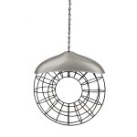 Mangeoire a oiseaux coupe - vent, support de boule de graisse, rond en m�tal noir, style suspendu, grand ...