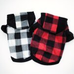 Manteau d'hiver en molleton pour chien, veste a capuche epaisse, a carreaux rouge et noir, tenue chaude ...