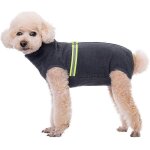 Manteau polaire gris fonc pour chien, veste intgrale, combinaison rflchissante avec anneau en d