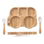 Marbre - bol d'alimentation en bois de bambou pour bb, assiette en forme de voiture avec ventouse en ...