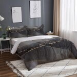 Marbre noir literie set, texture dor�e x cm housse de couette king size, couette en microfibre fermeture ...