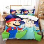 Super mario parure de lit pi��ces avec housse de couette imprim��e en d avec fermeture �� glissi��re, ...