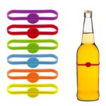 Marqueur de bouteille de verre de vin en silicone color�, etiquettes de f�te, tasse de caf�, identification ...