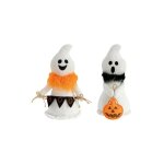 Mascotte peluche d�co halloween - fant�mes 2 pcs 27 cm - base lest�e - polyester doux - blanc / orange ...