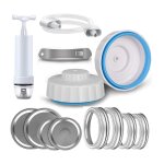 Mason jar vacuum scelleuse, kits de bancs sous vide pour bocaux mason a bouche rgulire et large, scelleuse ...