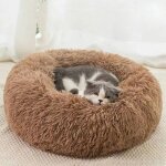 Matelas circulaire doux pour chat avec rembourrage, confortable et doux, lit rond doux et chauffant pour ...