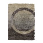 Mauranne - tapis � poils longs motifs g�om�trique cercle 120 x 170 cm gris