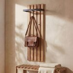 Mca panneau vestiaire hwc - p57, pat�re murale, pat�re en bois, 4 crochets m�talliques 120 x 40 cm, ch�ne ...