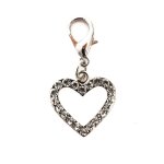 M�daillon coeur ouvert - strass - 4 x 2 cm