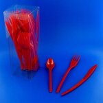 Menagere 30 couverts de table reutilisables rouge