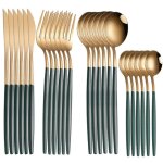 Menagere ensemble de couverts inox, modele: or vert 24pcs