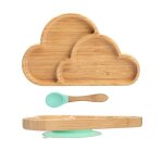 Menthe - bol d'alimentation pour b�b�, assiette a d�ner en bambou, assiette d'aspiration de nuages de ...