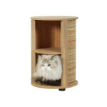 Meuble bout de canap� chat zolux bor�al 3 - en - 1 beige, diam�tre 35 cm