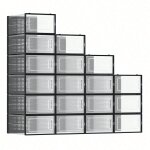 Meuble � chaussures, lot de 18, pliable, pour pointure jusqu'� 42, transparent et noir